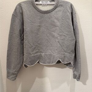 Comme des Garcons Gray Scalloped Crew Neck Sweater